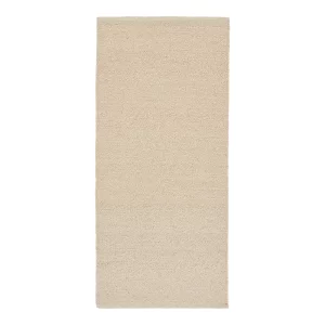 Bela smėlio spalvos rankomis austas prieškambario kilimas 80x200 cm