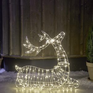 Balta gulinčio elnio dekoracija Atja su 160 šiltai baltų LED lempučių, 73 × 65 cm