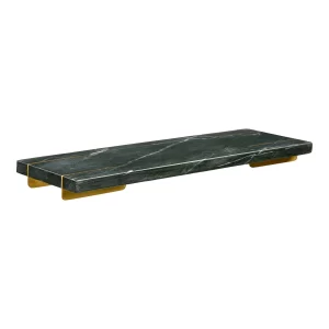 Juodas marmurinis padėklas DIU su žalvario detalėmis, 38 × 12,5 cm
